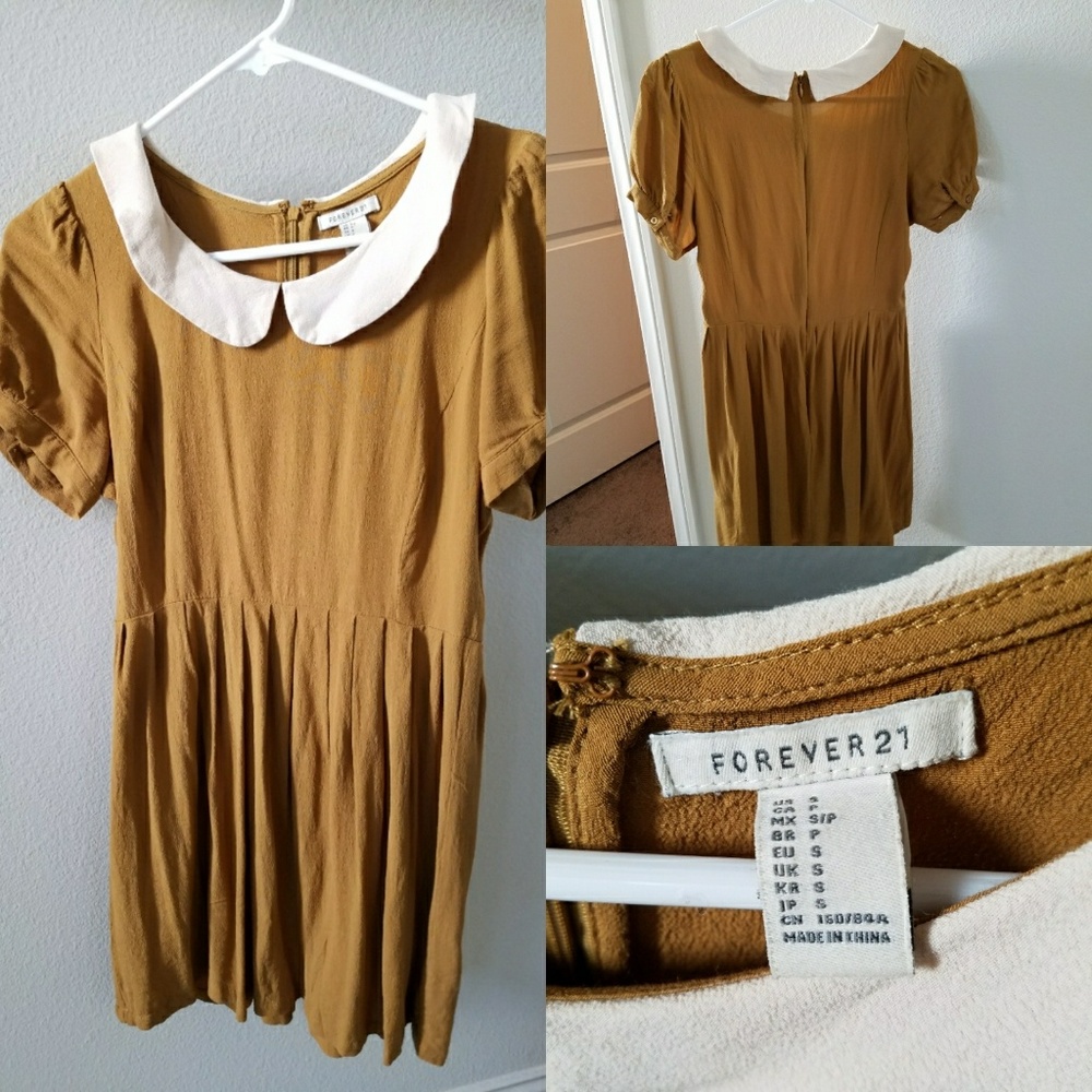 Mustard/Cream Peter Pan Collar Dress